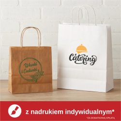 Papierowa torba z uchwytem płaskim biała 180x85x230 mm 