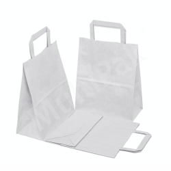 Papierowa torba z uchwytem płaskim biała 220x110x250 mm 