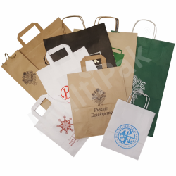 Papierowa torba z uchwytem płaskim biała 180x85x230 mm 