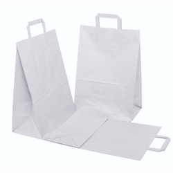 Papierowa torba z uchwytem płaskim biała 320x160x430 mm 