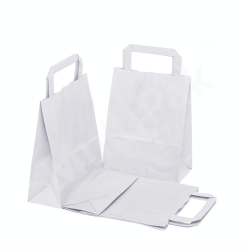Papierowa torba z uchwytem płaskim biała 180x85x230 mm 