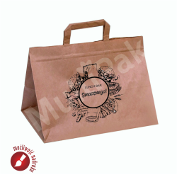 Papierowa torba cateringowa brązowa 320x220x250 mm z nadrukiem indywidualnym 