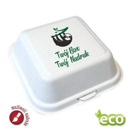 Ekologiczny pojemnik obiadowy - burger box z nadrukiem indywidualnym 