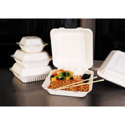 Pojemnik obiadowy Menu box z trzciny 3-dzielny 220x200x80 mm 