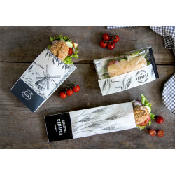 Torebka biała z nadrukiem “Pyszna i zdrowa kanapka” z okienkiem 