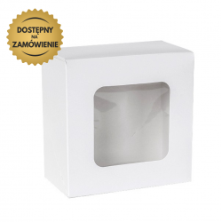 Pudełko papierowe na ciasto z okienkiem białe 130x130 mm /A220