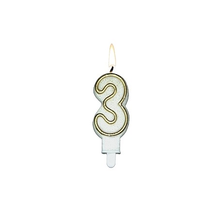 Świeczka cyferka "3" - Świeczka urodzinowa na tort  /1szt.