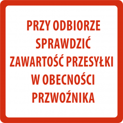 Etykieta logistyczna "PRZY ODBIORZE SPRAWDZIĆ" rolka /A1000
