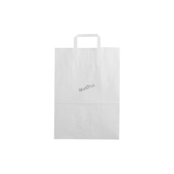 Papierowa torba z uchwytem płaskim biała 320x160x430 mm 