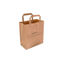 Papierowa torba z uchwytem płaskim brązowa 220x110x250 mm 