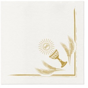 Serwetki komunijne z nadrukiem IHS kłosy 40x40 cm /A50