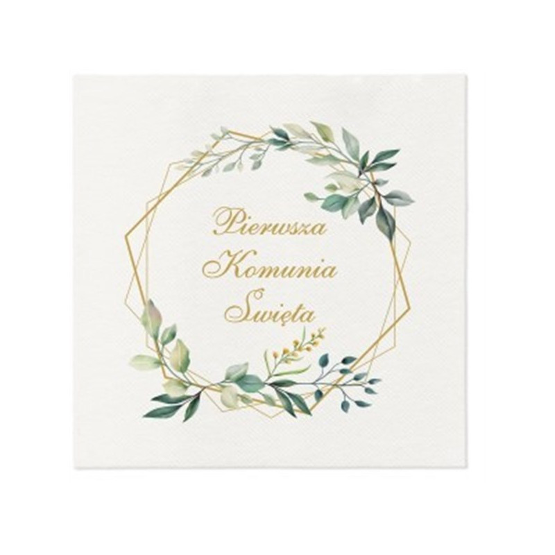 Serwetki komunijne z nadrukiem komunijnym liście 40x40 cm /A50