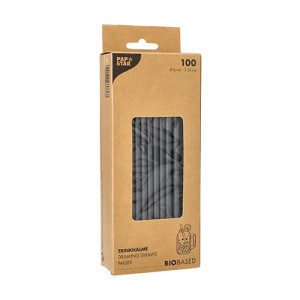 Słomki papierowe czarne 200x6 mm CZARNE /A100