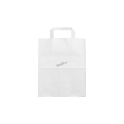 Papierowa torba z uchwytem płaskim biała 250x150x300 mm 
